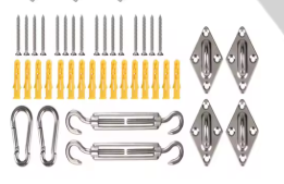 Kit d'installation offert (vis, chevilles, crochets, tendeurs)
